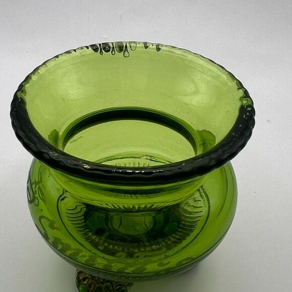 1905 St. Louis Worlds Fair Colorado Glass Emerald Toothpick Holder Lacy Medalion - Picture 5 of 10